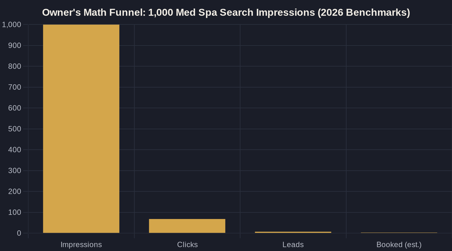 Owner's Math Funnel: 1,000 Med Spa Search Impressions (2026 Benchmarks)